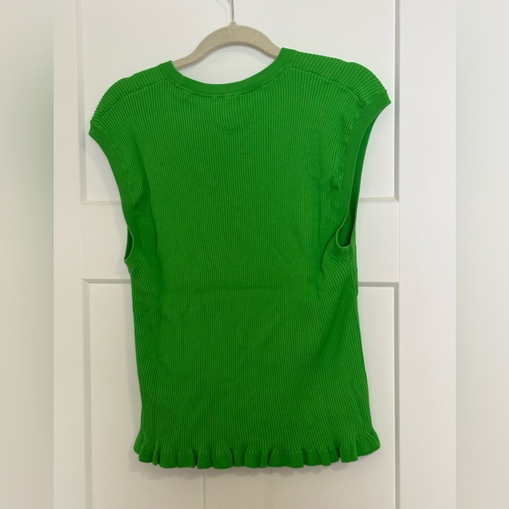 NWT. J Crew Bright Green Ruffle Trim Shell - Picture 4 of 5